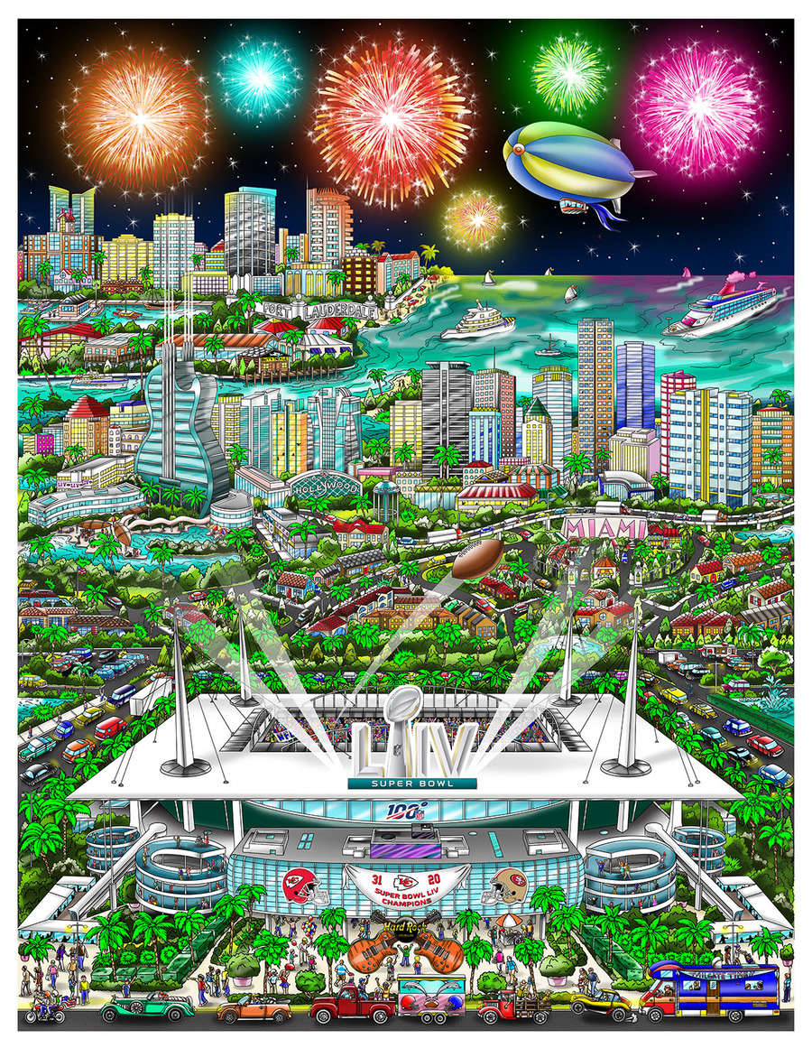 Super Bowl LIV: Miami Charles Fazzino